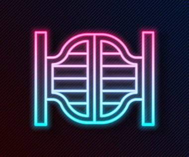 Parlayan neon hattı Eski batı salıncak salonu ikonu siyah arka planda izole edildi. Vektör.