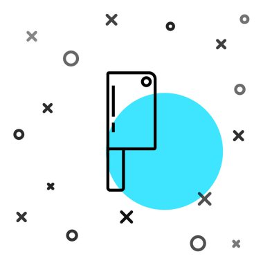 Siyah çizgi Et Helikopteri simgesi beyaz arkaplanda izole edildi. Et için mutfak bıçağı. Kasap bıçağı. Mutlu Cadılar Bayramı Partisi. Rastgele dinamik şekiller. Vektör.