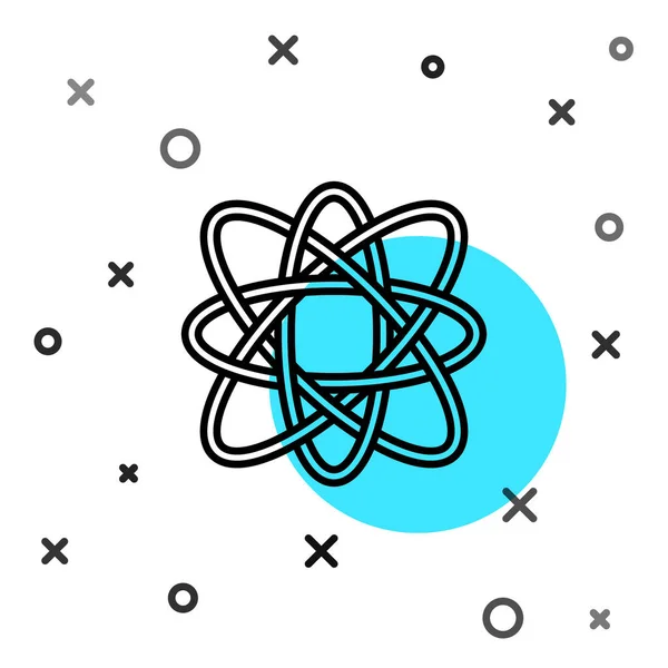 Zwarte Lijn Atom Pictogram Geïsoleerd Witte Achtergrond Symbool Van Wetenschap — Stockvector