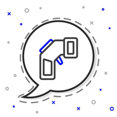 Beyaz zemin üzerinde kızılötesi ışık ikonu olan çizgi dijital temassız termometre. Renkli taslak konsepti. Vektör.