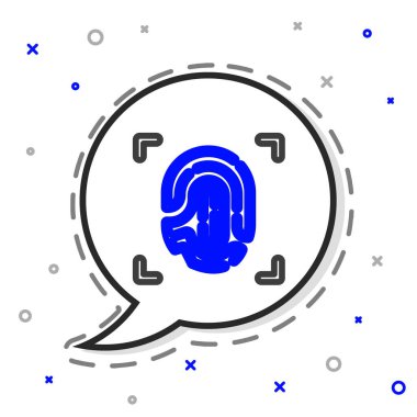 Beyaz arkaplanda çizgi parmak izi simgesi izole edildi. Kimlik uygulaması simgesi. Kimlik işareti. Kimliğe dokun. Renkli taslak konsepti. Vektör.