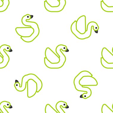 Kuğu çizgi ikonu beyaz arka planda kusursuz desen izole etti. Hayvan sembolü. Vektör.