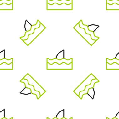 Okyanus dalgası ikonunda çizgi köpekbalığı yüzgeci beyaz arka planda izole edilmiş kusursuz desen. Vektör.