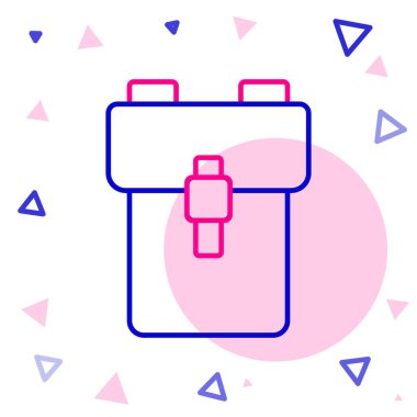 Çizgi Okul sırt çantası simgesi beyaz arkaplanda izole edildi. Renkli taslak konsepti. Vektör.