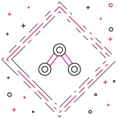 Molekül simgesi beyaz arkaplanda izole edildi. Kimya moleküllerinin yapısı, fen öğretmenlerinin yenilikçi eğitim posteri. Renkli taslak konsepti. Vektör.