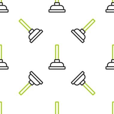 Boru temizleme ikonu için ahşap saplı kauçuk pompa beyaz arka planda izole edilmiş pürüzsüz desen. Tuvalet pompası. Vektör.