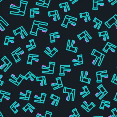 Line Water musluk simgesi siyah arkaplanda izole edilmiş. Vektör.