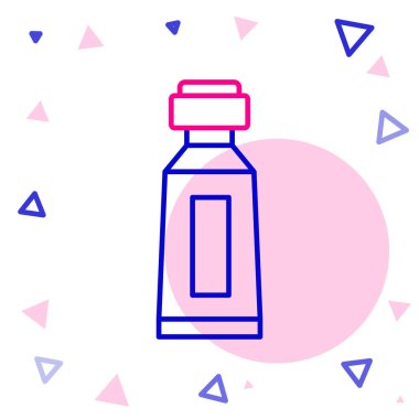 Beyaz zemin üzerinde izole edilmiş diş macunu simgesi çizgi tübü. Renkli taslak konsepti. Vektör.