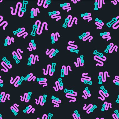 Çizgi örgülü deri kamçı ikonu siyah arka planda izole edilmiş pürüzsüz desen. Vektör.