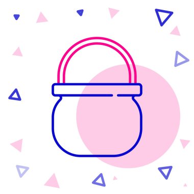 Cadılar Bayramı çizgi cadı kazan ikonu beyaz arka planda izole. Mutlu Cadılar Bayramı Partisi. Renkli taslak konsepti. Vektör.