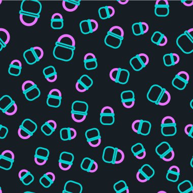 Çizgideki cadılar bayramı cadı kazanı ikonu siyah arka planda kusursuz deseni izole etti. Mutlu Cadılar Bayramı Partisi. Vektör.