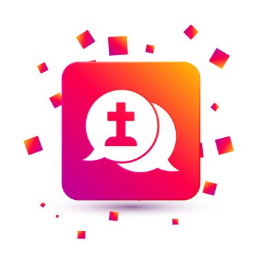 Beyaz adam, beyaz arka planda izole edilmiş cenaze kederi simgesini gömdü. Üzüntü, üzüntü, keder, ölüm duygusu. Kare renk düğmesi. Vektör.