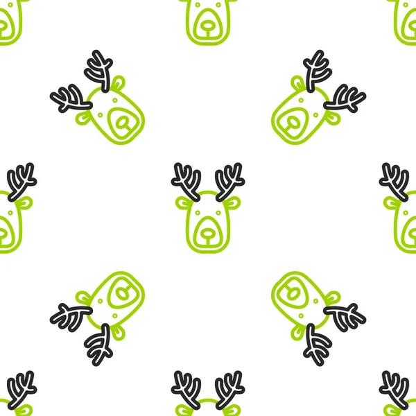 Line Deer Head Antlers Icon Isolated Seamless Pattern White Background — Stock Vector