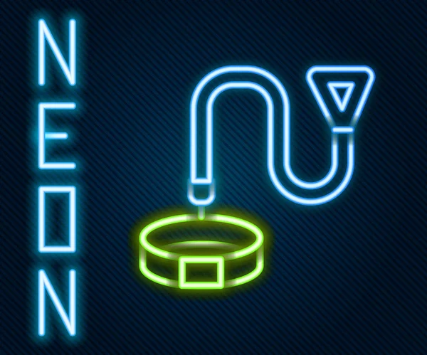 Glödande Neon Linje Krage Med Namn Tag Ikon Isolerad Svart — Stock vektor