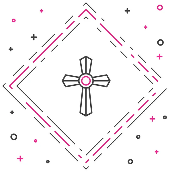 Строка Надгробия Крестом Значок Изолирован Белом Фоне Значок Могилы Красочная — стоковый вектор