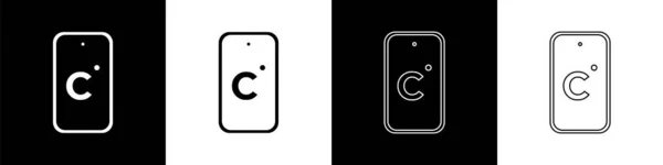 Conjunto Icono Celsius Aislado Sobre Fondo Blanco Negro Vector — Vector de stock