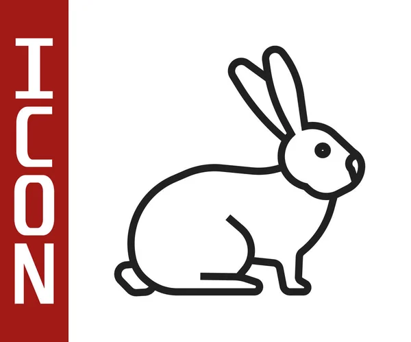 Schwarze Linie Rabbit Symbol Isoliert Auf Weißem Hintergrund Vektor — Stockvektor