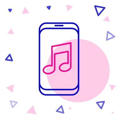 Satır müziği simgesi beyaz arkaplanda izole edildi. Taşınabilir müzik cihazı. Renkli taslak konsepti. Vektör İllüstrasyonu.