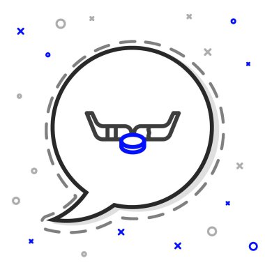 Buz hokeyi sopaları ve disk ikonu beyaz arka planda izole edilmiş. Oyun başlasın. Renkli taslak konsepti. Vektör İllüstrasyonu.