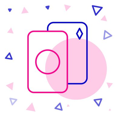 Kağıt oynatma simgesi beyaz arkaplanda izole edildi. Kumarhane kumarı. Renkli taslak konsepti. Vektör İllüstrasyonu.