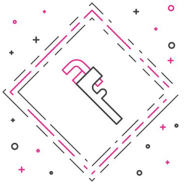 Satır Borusu ayarlanabilir anahtar simgesi beyaz arkaplanda izole edildi. Renkli taslak konsepti. Vektör İllüstrasyonu.