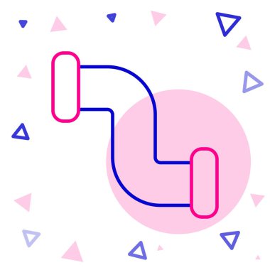 Çizgi Endüstrisi metalik boru ikonu beyaz arka planda izole edildi. Tesisat boru hattının farklı şekillerde parçaları. Renkli taslak konsepti. Vektör İllüstrasyonu.