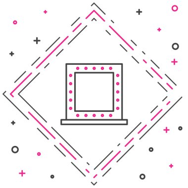 Beyaz arkaplanda ışık simgesi olan çizgi aynası. Renkli taslak konsepti. Vektör İllüstrasyonu.