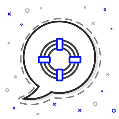 Çizgi Lifebuoy simgesi beyaz arkaplanda izole edildi. Hayat kurtaran yüzen can simidi plaj için, kurtarma kemeri insanları kurtarmak için. Renkli taslak konsepti. Vektör İllüstrasyonu.