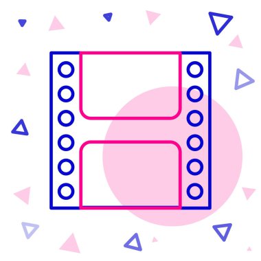 Çizgi Oynatma Video simgesi beyaz arkaplanda izole edildi. Film şeridi tabelası. Renkli taslak konsepti. Vektör İllüstrasyonu.