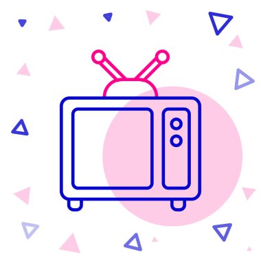 Retro TV simgesi beyaz arkaplanda izole edildi. Televizyon tabelası. Renkli taslak konsepti. Vektör İllüstrasyonu.