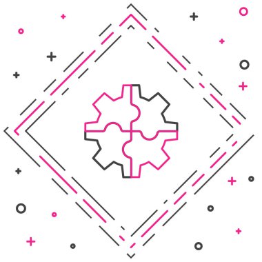 Çizgi Dişli simgesi beyaz arkaplanda izole edildi. Çarklı teçhizat ayarları. İşçi sembolü. Renkli taslak konsepti. Vektör İllüstrasyonu.