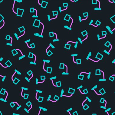 Çizgi masa lambası simgesi siyah arkaplanda izole edilmiş. Ofis lambası. Vektör İllüstrasyonu.