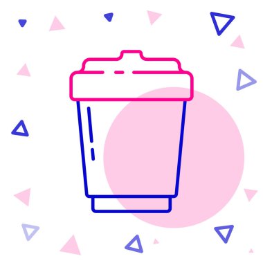 Çizgili kahve fincanı beyaz arka planda izole edilmiş bir ikon haline gelecek. Renkli taslak konsepti. Vektör İllüstrasyonu.