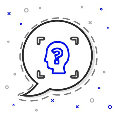 Çizgi Yüz tanımlama simgesi beyaz arkaplanda izole edildi. Yüz tanımlama simgesi. Yüz tanıma. Siber güvenlik kavramı. Renkli taslak konsepti. Vektör.