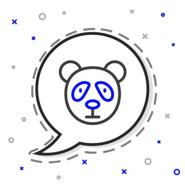 Beyaz arka planda şirin panda yüzü simgesi izole edildi. Hayvan sembolü. Renkli taslak konsepti. Vektör.