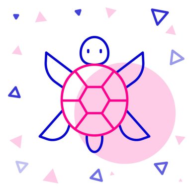 Kaplumbağa çizgi simgesi beyaz arkaplanda izole edildi. Renkli taslak konsepti. Vektör.