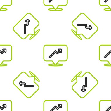 Çizgi grafiği, çizelgesi, çizelgesi, diyagramı, bilgi grafiği, turta grafik simgesi beyaz arkaplanda izole edilmiş kusursuz desen. Vektör.