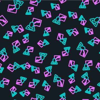 İdari simgelerden oluşan bir ekibin çizgi lideri siyah arkaplanda kusursuz desenleri izole etti. Vektör.