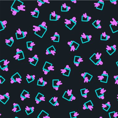 Çevrimiçi sipariş verme ve fast food dağıtım ikonu siyah arka planda izole edilmiş kusursuz desen. Vektör.