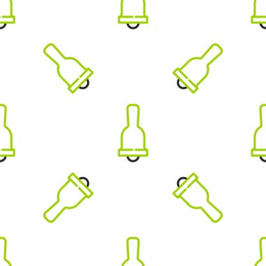 Hat zil simgesi beyaz arkaplanda izole edilmiş kusursuz desen. Alarm sembolü, servis zili, el zili işareti, uyarı sembolü. Vektör.