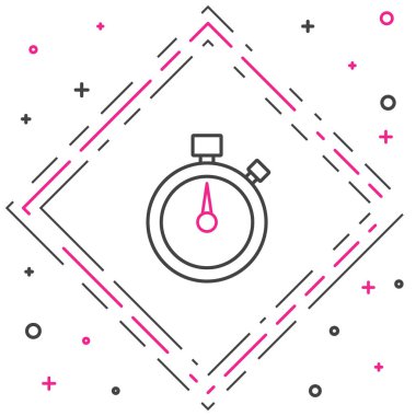 Çizgi Kronometresi simgesi beyaz arkaplanda izole edildi. Zaman göstergesi. Kronometre işareti. Renkli taslak konsepti. Vektör.