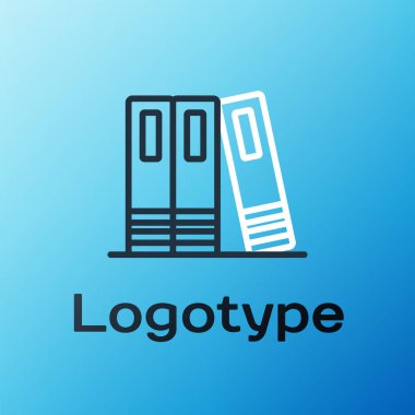 Mavi arkaplanda belge ve belge simgesi bulunan Satır Ofisi dizinleri izole edildi. Ofis dosyaları. Dosya arşivleme işareti. Renkli taslak konsepti. Vektör.