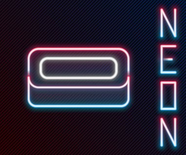 Parlayan neon hattı siyah arkaplanda izole edilmiş sabun simgesi. Köpüklü sabun çubuğu. Renkli taslak konsepti. Vektör.