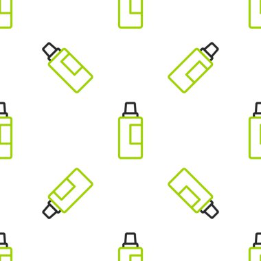 Çamaşır deterjanı, çamaşır suyu, bulaşık deterjanı ya da beyaz arka planda izole edilmiş başka bir temizlik maddesi ikonu için çizgi plastik şişe. Vektör.