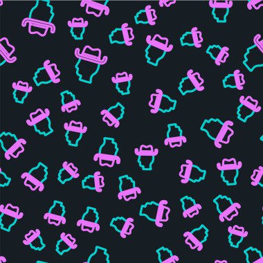 Çizgi Kovboy simgesi siyah arkaplanda kusursuz desen izole etti. Vektör.