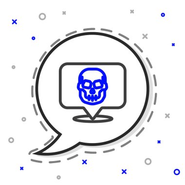 Kafatası çizgi simgesi beyaz arkaplanda izole edildi. Mutlu Cadılar Bayramı Partisi. Renkli taslak konsepti. Vektör.