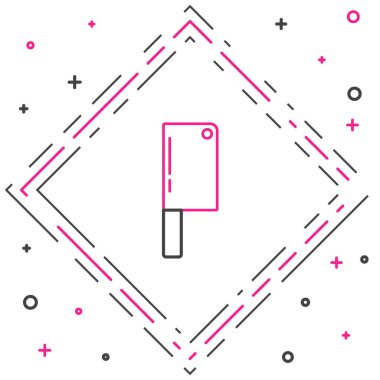 Line Meat helikopter simgesi beyaz arkaplanda izole edildi. Et için mutfak bıçağı. Kasap bıçağı. Mutlu Cadılar Bayramı Partisi. Renkli taslak konsepti. Vektör.