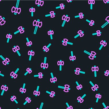 Tahta çizgili balta simgesi siyah arkaplanda izole edilmiş. Oduncu baltası. Mutlu Cadılar Bayramı Partisi. Vektör.