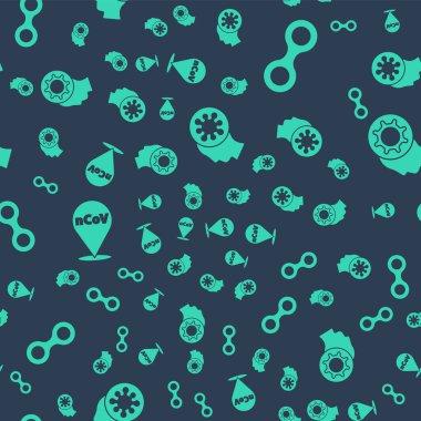 İnsan ve virüsü, virüsü, Corona virüsü 2019-nCoV 'u konuma, insan ve virüsü de kusursuz düzene sok. Vektör.