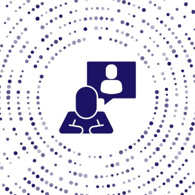 Mavi kafa avlama ikonu beyaz arka planda izole edildi. İş hedefi ya da İstihdam tabelası. İş için insan kaynakları ve adam toplama. Soyut çember rastgele noktalar. Vektör.